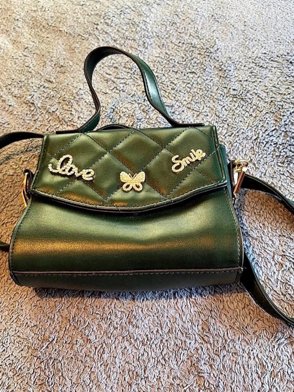 Green Quilted Crossbody Bag